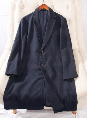 秋冬新款时尚有型休闲百搭翻领系扣两侧口袋毛呢大衣外套26528