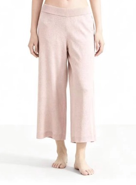 日单品牌秋冬新款亲肤垂坠松紧腰针织阔腿裤九分裤家居裤女28865