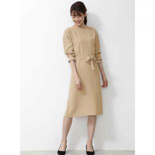 日单品牌春夏秋气质OL圆领一粒扣明线装饰后开叉雪纺连衣裙27268