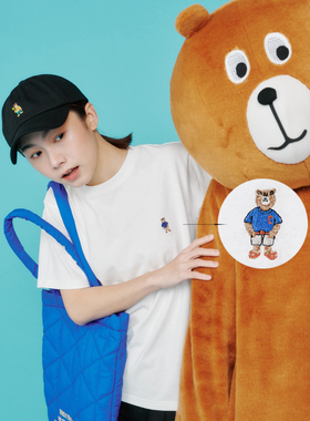 日单品牌限定夏季新品圆领时尚卡通重工刺绣棉短袖T恤女29802