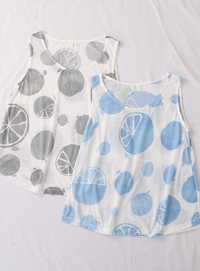 日单夏季新款简单休闲百搭纯色轻薄款圆领水果印花背心上衣22470