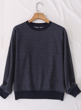 日单秋冬新款简约休闲运动百搭罗纹圆领薄绒长袖卫衣男女25577