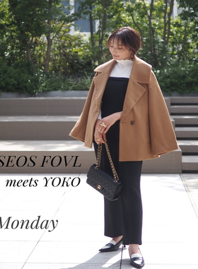 日单秋冬新款时尚简约大气西装领一粒扣侧口袋短呢大衣外套31442