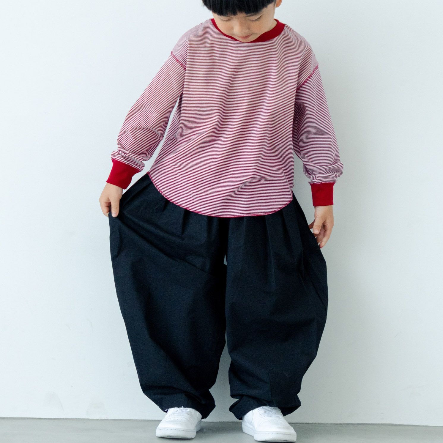 时尚廓形松紧腰收口弯刀裤休闲裤