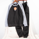 日单秋冬新款 31840 套装 休闲松弛感家居服拼色插肩袖 加绒睡衣睡裤