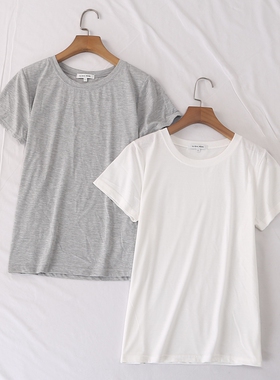 日单夏季新款简单大方休闲百搭纯色圆领短袖T恤女上衣25731