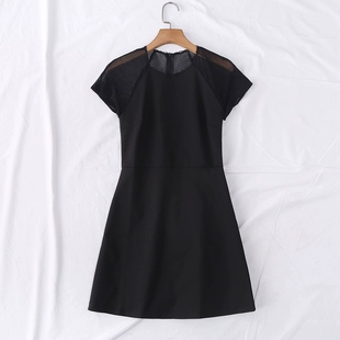 中长款 新品 显瘦连衣裙女裙7190 夏季 百搭好看显气质网纱插肩短袖