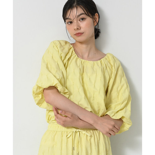 日单春夏甜美提花灯笼袖短袖衬衫