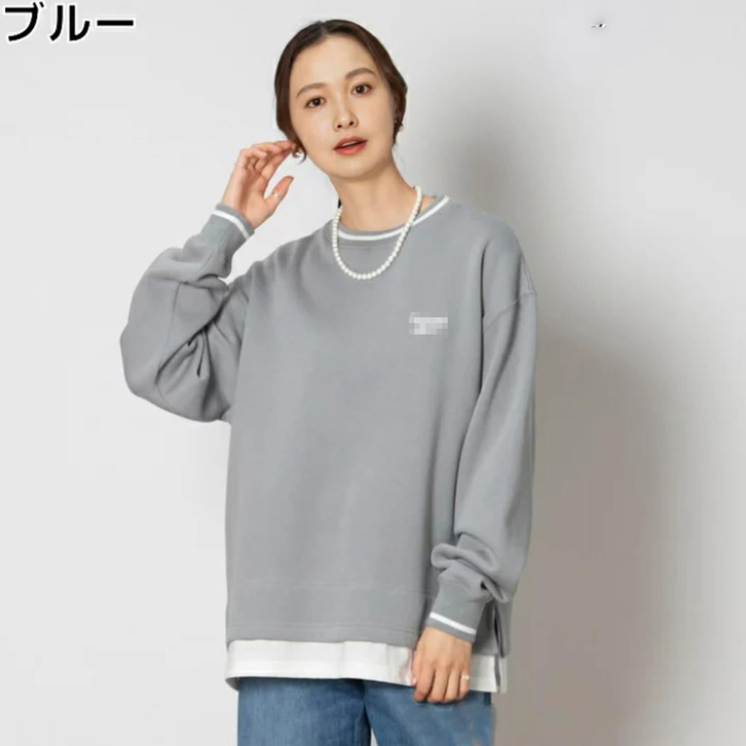 日单运动品牌秋冬新款保暖百搭圆领下摆拼接假两件加绒卫衣31294