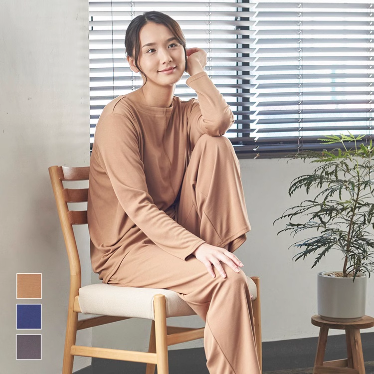 休闲圆领前襟拼接家居服睡衣上衣