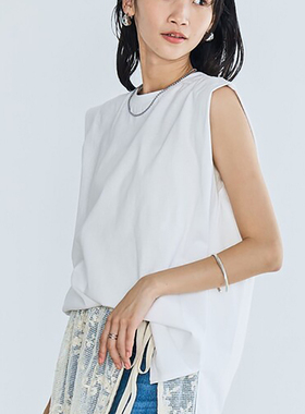 日单品牌夏季新款简单宽松防晒吸水速干凉感休闲棉无袖T恤女29702