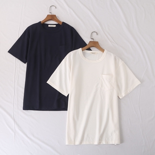 日单春夏新款简单休闲百搭纯色圆领竖坑条速干短袖T恤男女25870