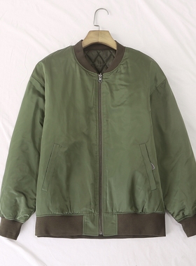 日单品牌秋冬新款休闲百搭罗纹立领内里夹棉双面穿棉衣外套27273