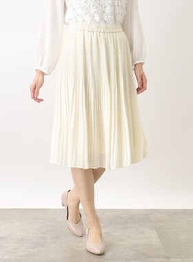 日单春夏新款简单优雅气质时尚OL松紧腰细百褶雪纺裙半身裙22037
