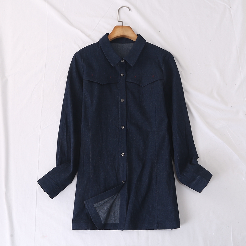 长袖牛仔牛仔衬衫薄外套翻领秋冬