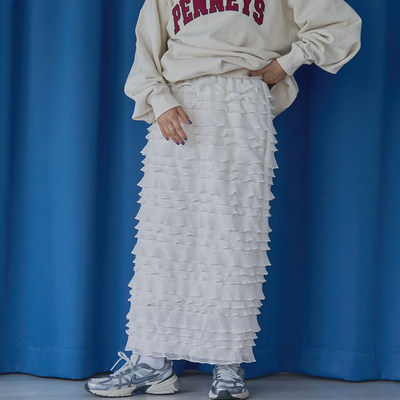 仙甜美减龄松紧腰荷叶边蛋糕裙