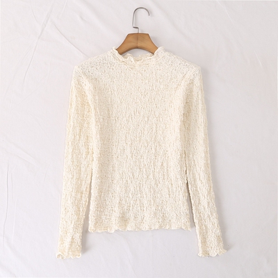 杨柳褶皱肌理感针织打底衫小衫