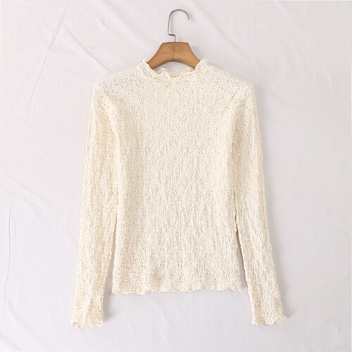 杨柳褶皱肌理感针织打底衫小衫