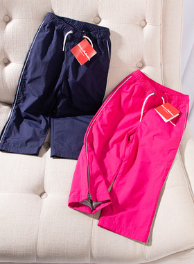 外贸单秋冬童装松紧腰含内衬两侧镶边裤脚拉链防泼水滑雪裤20883