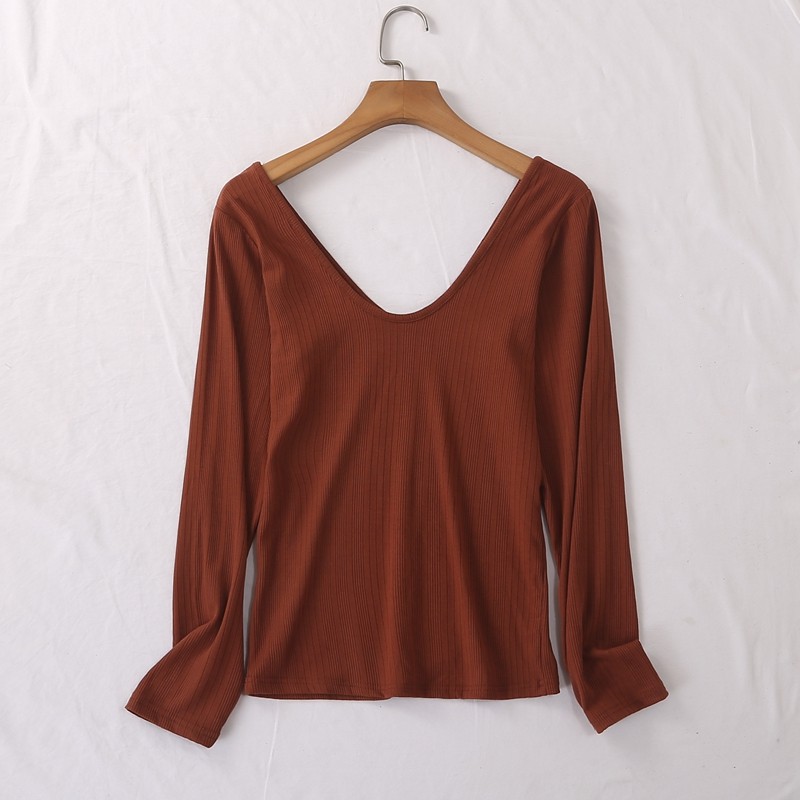 日单春秋新款性感百搭双V领坑条修身棉长袖T恤打底衫针织衫22900,女装/女士精品,毛针织衫,淘宝优惠券,粉丝福利购,淘宝优惠卷