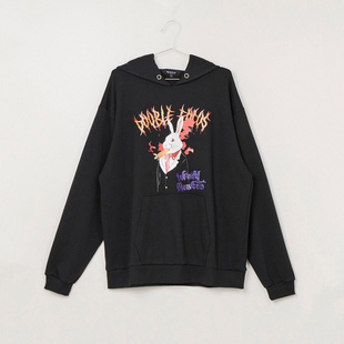 日单秋冬新款 休闲百搭连帽动物印花大口袋棉毛圈卫衣25225 时尚