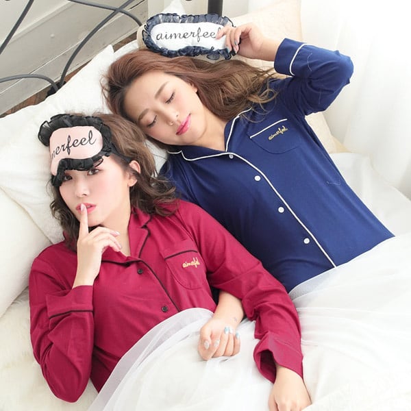 西装领撞色睡裤家居服睡衣