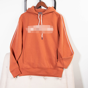 日单运动品牌秋冬休闲保暖连帽侧条纹装 饰口袋加绒卫衣男女31289