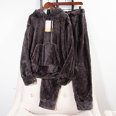 保暖家居服套装 连帽珊瑚绒卫衣 珊瑚绒束脚卫裤 日单冬季 套装 27106