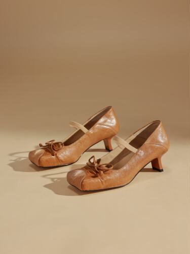 2026春新款设计师方头高跟鞋羊皮一字扣带单鞋法式两穿玛丽珍单鞋