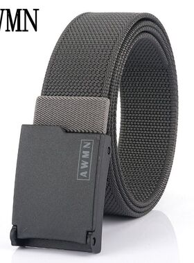 新款AWMN休闲男士尼龙腰带百搭牛仔裤无金属内腰带时尚防过敏潮流