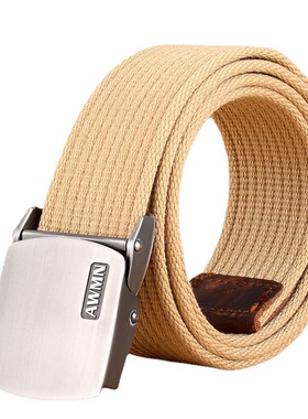 AWMN男士户外帆布腰带 军迷休闲工装编织裤带可加长皮带布带