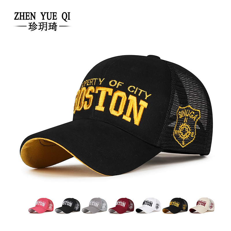 新款夏季纱网棒球帽韩版遮阳男女士立体刺绣遮阳透气后网鸭舌帽子