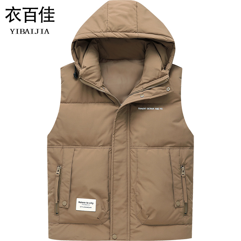 秋冬加厚保暖连帽马甲男士时尚冬季新款背心中青年冬款无袖棉坎肩