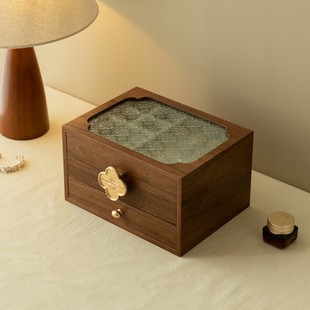 首饰盒收纳盒高档精致国风木质戒指项链饰品盒情人节结婚新婚礼物