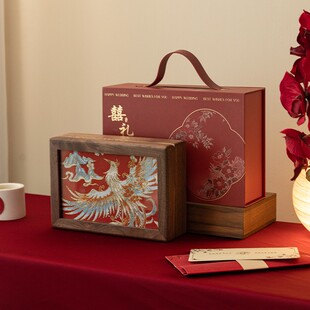 新婚礼物送新娘实用新人订婚送闺蜜结婚木高档刺绣首饰盒生日礼物