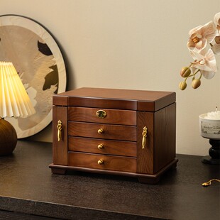 实木首饰盒五金收纳盒高档精致黄金珠宝复古实用新婚生日结婚礼物