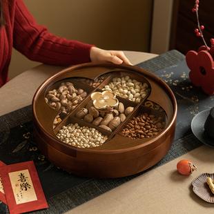 过年干果盘客厅茶几家用2026新款九宫格坚果盘糖果盒零食盘收纳盒