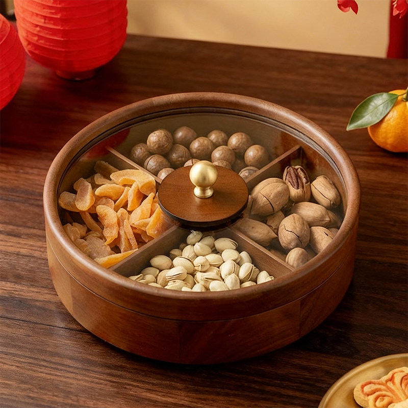 实木干果盘新中式四宫格新款客厅家用茶几坚果零食糖果盒乔迁之喜,餐饮具,果盆/果盘/果篮,淘宝优惠券,粉丝福利购,淘宝优惠卷