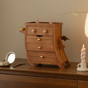 实木质卡通首饰盒收纳盒高档精致黄金饰品送女友新婚乔迁生日礼物