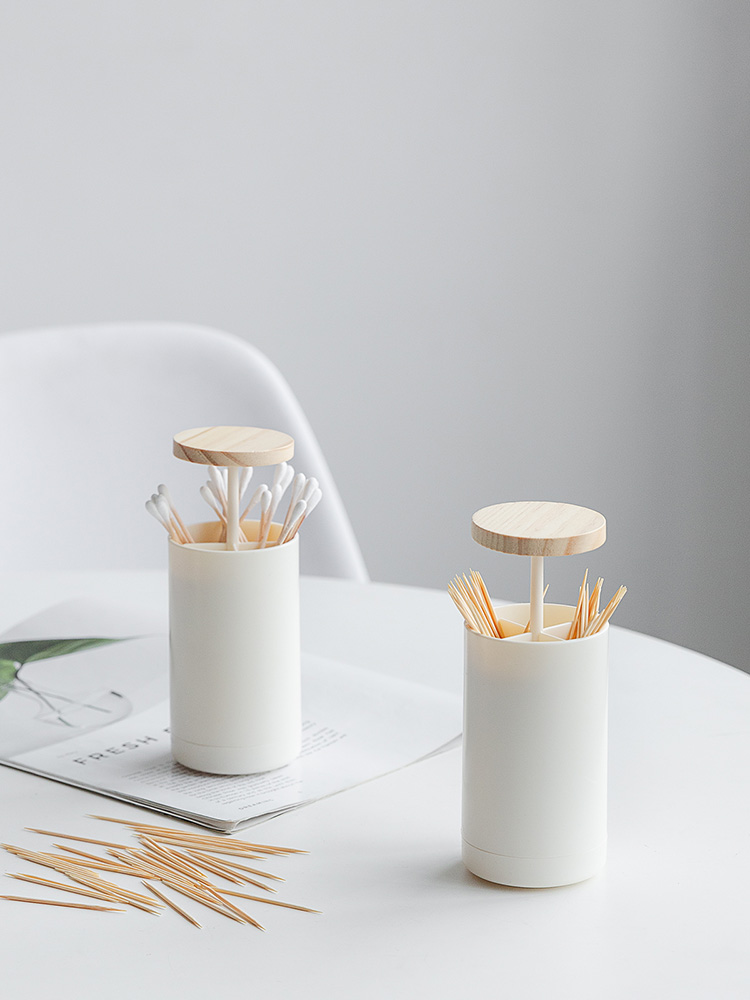 Toothpick box Creative push-on cotton swab tube Household Nordic ins desktop Cotton swab storage box Toothpick jar High-grade