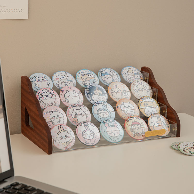 吧唧收纳盒透明阶梯式桌面展示架徽章动漫周边谷子卡片立牌整理盒,收纳整理,淘宝优惠券,粉丝福利购,淘宝优惠卷