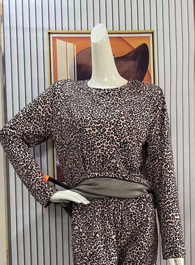 银纤维豹纹圆领长袖长裤,抗菌全银养生衣服排毒排湿防辐射功能