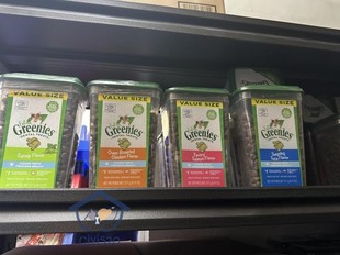 港购美国Greenies绿的猫洁齿饼干猫咪磨牙零食洁牙除口臭盒装277g