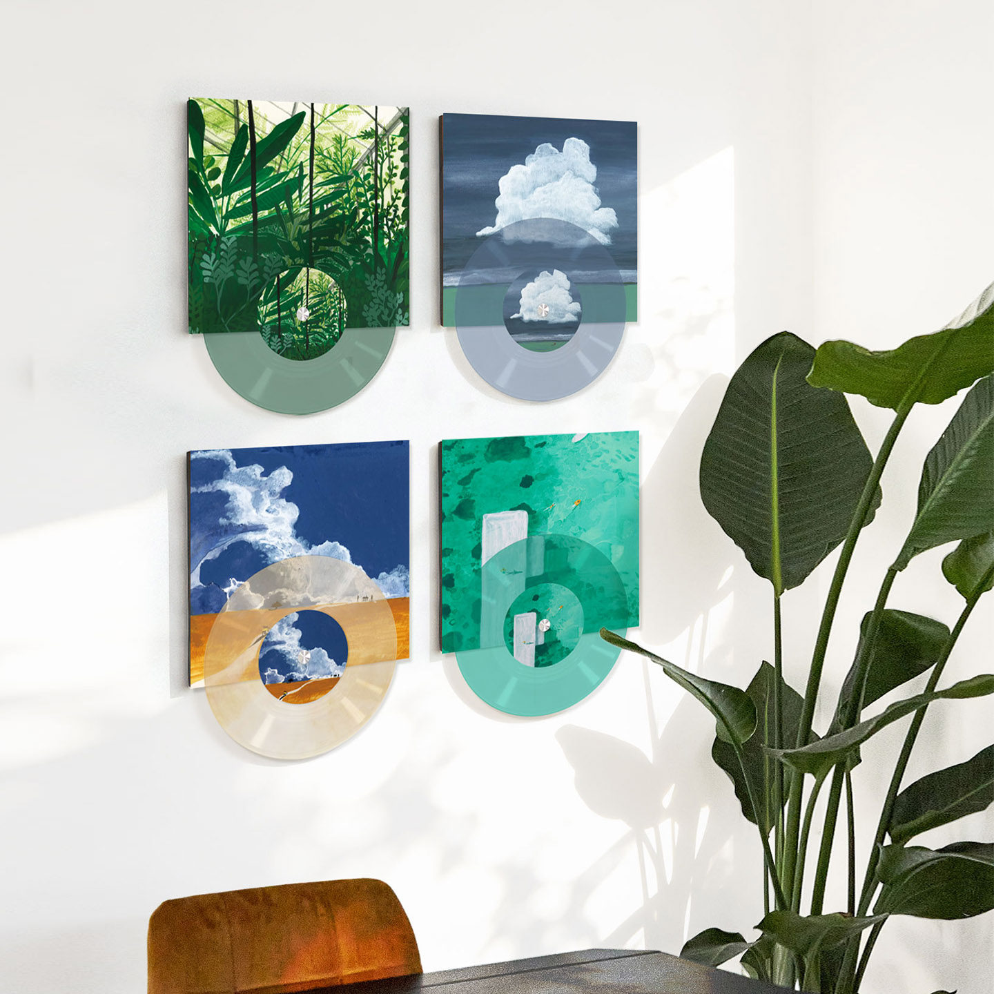 风景大海装饰画唱片客厅沙发现代上下叠彩胶简约卧室软装组合挂画,家居饰品,现代装饰画,淘宝优惠券,粉丝福利购,淘宝优惠卷