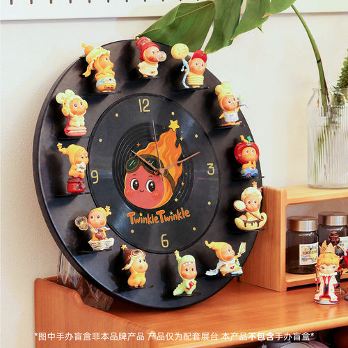 可定制 黑胶唱片钟星星人盲盒展示挂钟表DIY可爱客厅装饰静音时钟