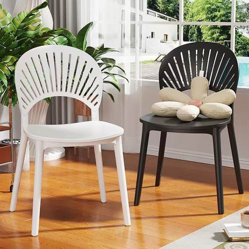 家用加厚塑料餐椅商用餐厅休闲靠背椅现代简约网红镂空贝壳椅凳子