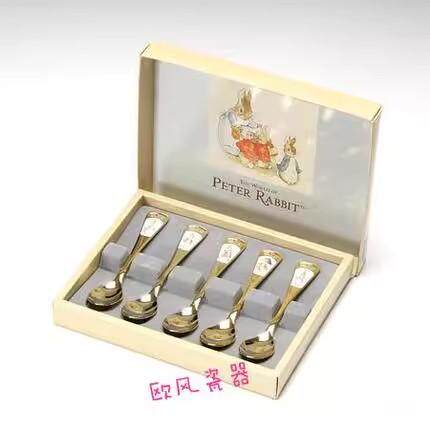 清仓现货彼得兔儿童咖啡勺马克杯餐碗套装可爱儿童礼物礼盒装礼物