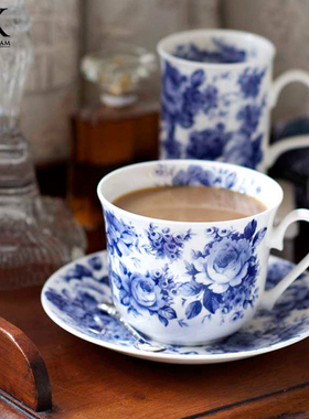 ROY KIRKHAM罗伊柯卡姆骨瓷马克杯高颜值欧式杯子礼盒蓝色印花