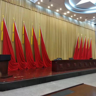 纯色舞台大幕背景幕布天鹅绒阻燃布料侧幕条幕大型会议报告厅礼堂
