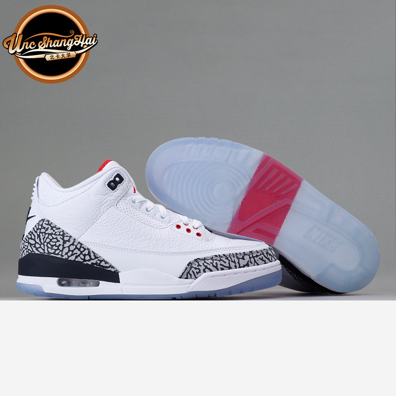 北卡大学 Air Jordan 3 Retro AJ3 白水泥 蓝 水晶底 923096-101